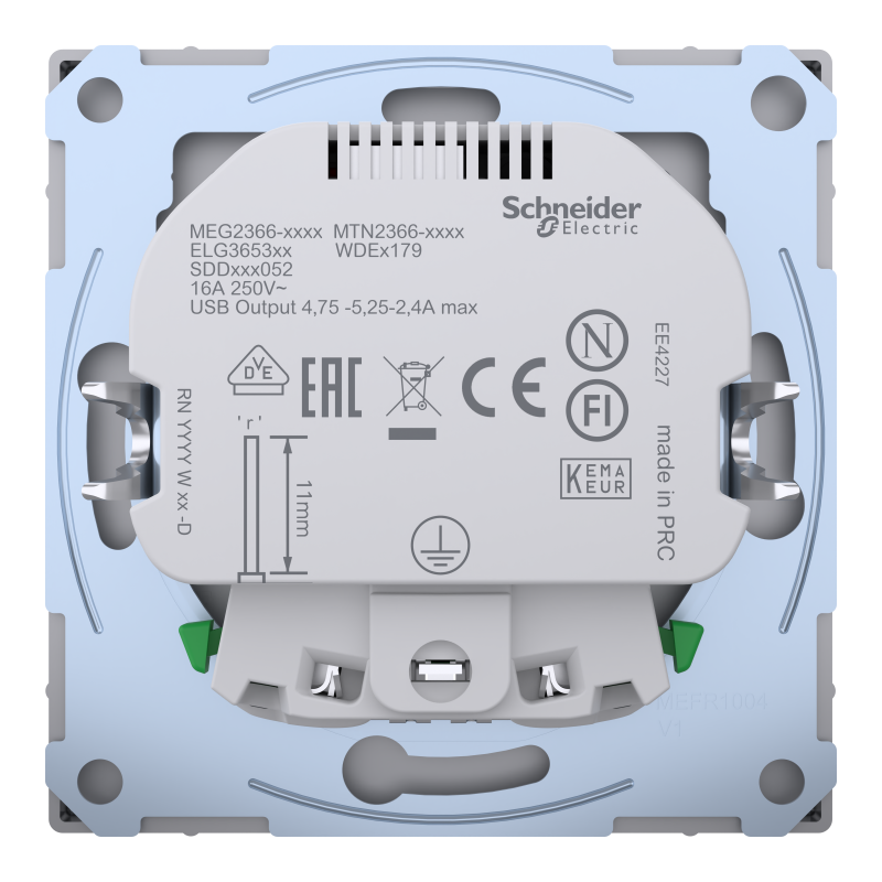 Розетка Schuko з 2 USB 2,4 A Сталь SD