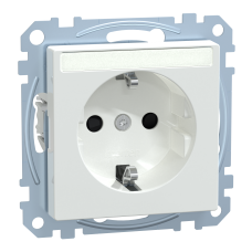 Розетка з заземленням зі шторками та місц для марк 16А SysM активно-білий гл