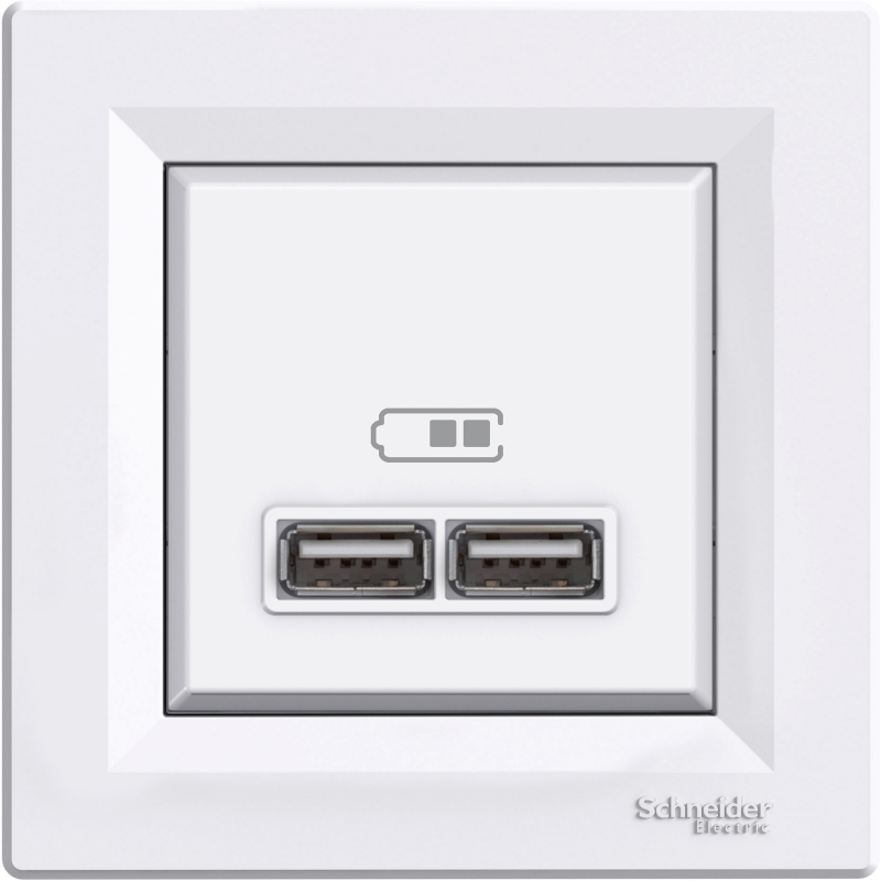 USB РОЗЕТКА 2,1A БІЛА ASFORA