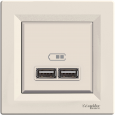 USB РОЗЕТКА 2,1A КРЕМ ASFORA