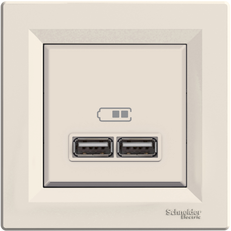 USB РОЗЕТКА 2,1A КРЕМ ASFORA