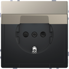 Розетка з кришкою заземленням та зі шторками 16А SysD нікель