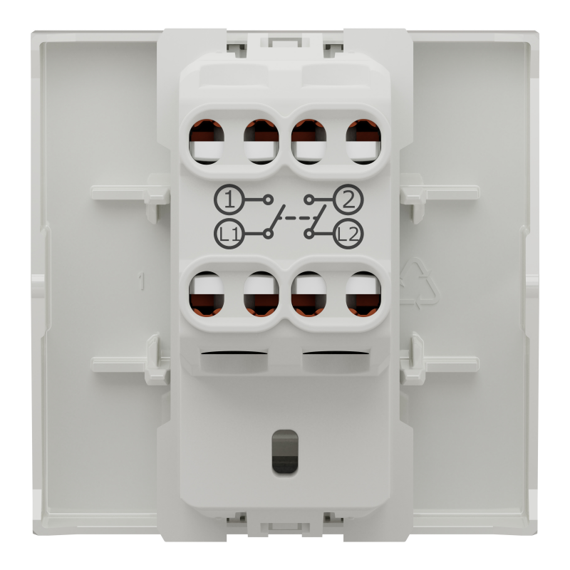 Двополюсний вимикач 16А 2 модуль білий