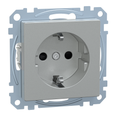 Розетка з заземленням зі шторками та сим "Сушарка" 16А SysM алюміній