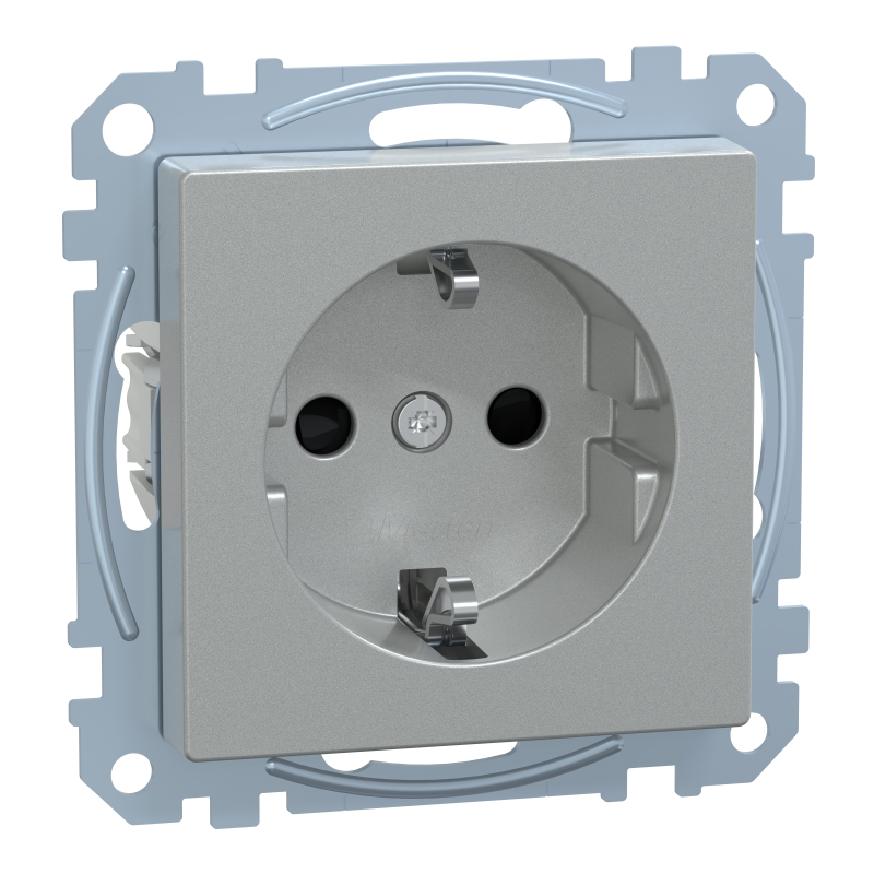 Розетка з заземленням зі шторками та сим "Сушарка" 16А SysM алюміній