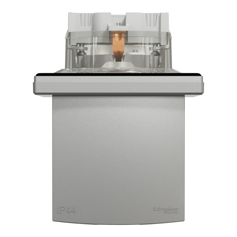 РОЗЕТКА IP44 З КРИШКОЮ, З ЗАЗЕМЛЕННЯМ, З ЗАХИСНИМИ ШТОРКАМИ, АЛЮМІНІЙ ASFORA