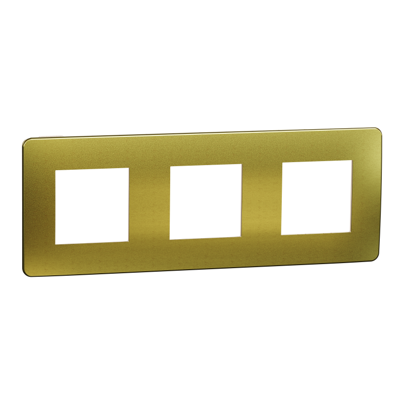 Cover frame, Unica Studio Metal, 3 gang, 3 x 2 modules, gold or beige