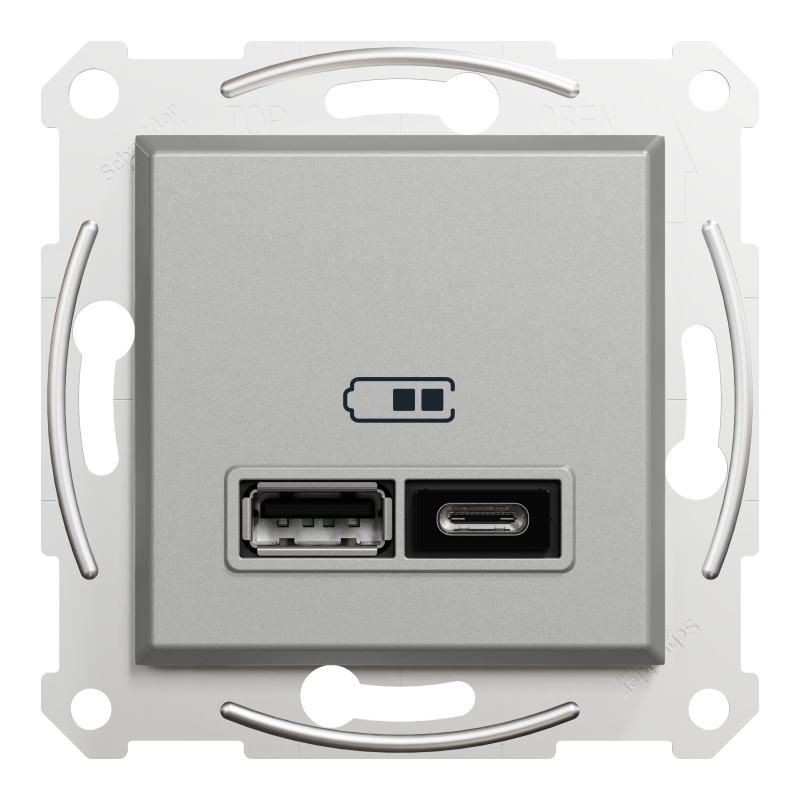 Asfora - double USB charger 2.4 A - aluminium