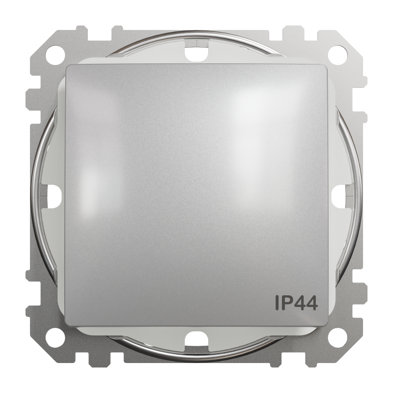 Одноклавішний вимикач, 10АX, IP44, алюміній, Sedna Design & Elements