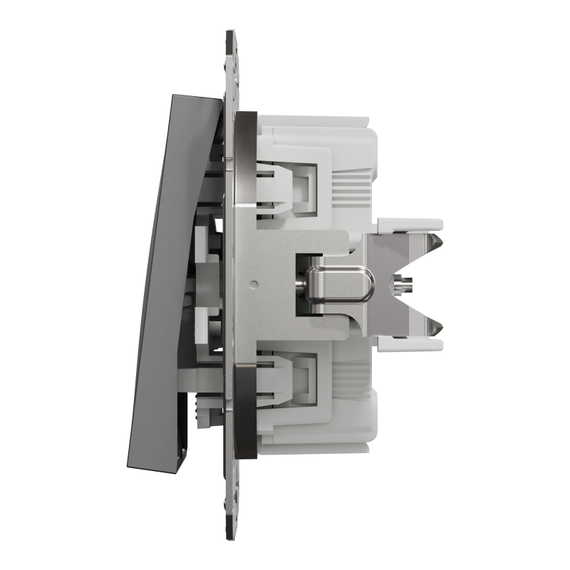 ВИМИКАЧ ДВОКЛАВІШНИЙ САМОЗАЖИМНИЙ ASFORA АНТРАЦИТ