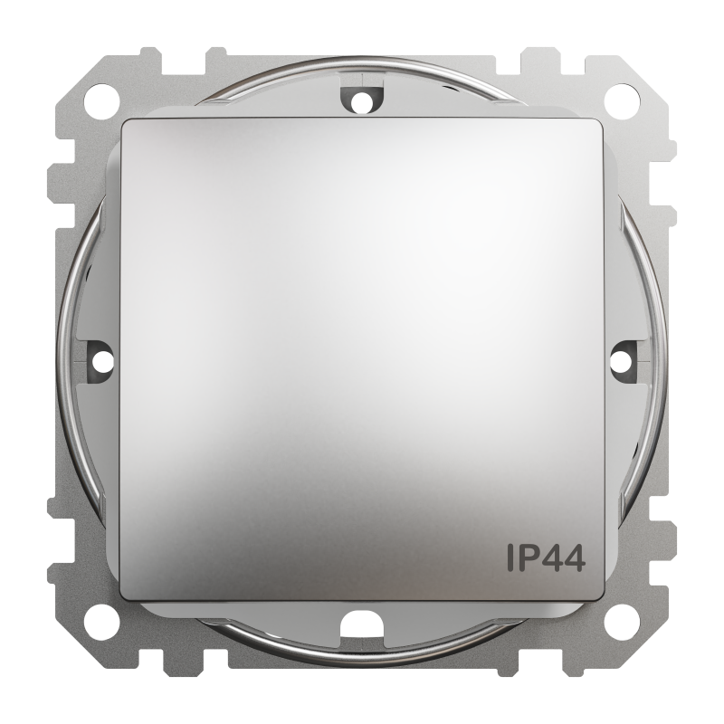 Одноклавішний вимикач, 10АX, IP44, матовий алюміній, Sedna Design & Elements