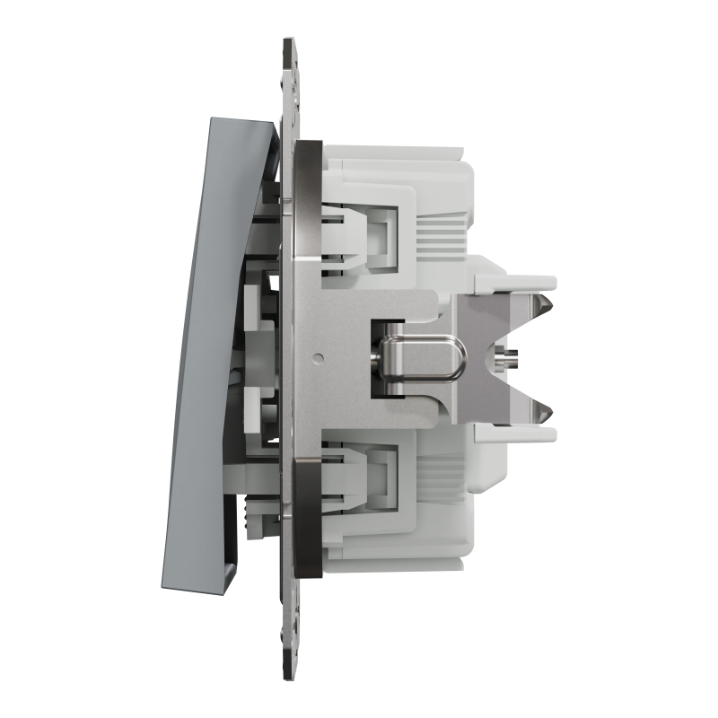 ВИМИКАЧ ОДНОКЛАВІШНИЙ, З ПІДСВІТКОЮ, САМОЗАЖИМНИЙ, ASFORA СТАЛЬ