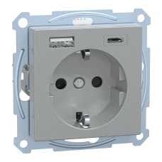 SM РОЗЕТКА 16 A + USB A+C 3 A, Алюміній