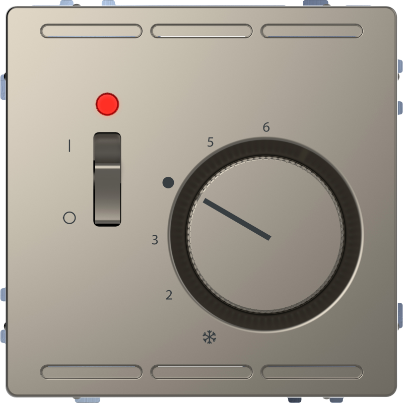 Кімнатний терморегулятор 24 В з вимикачем, System D, нікель