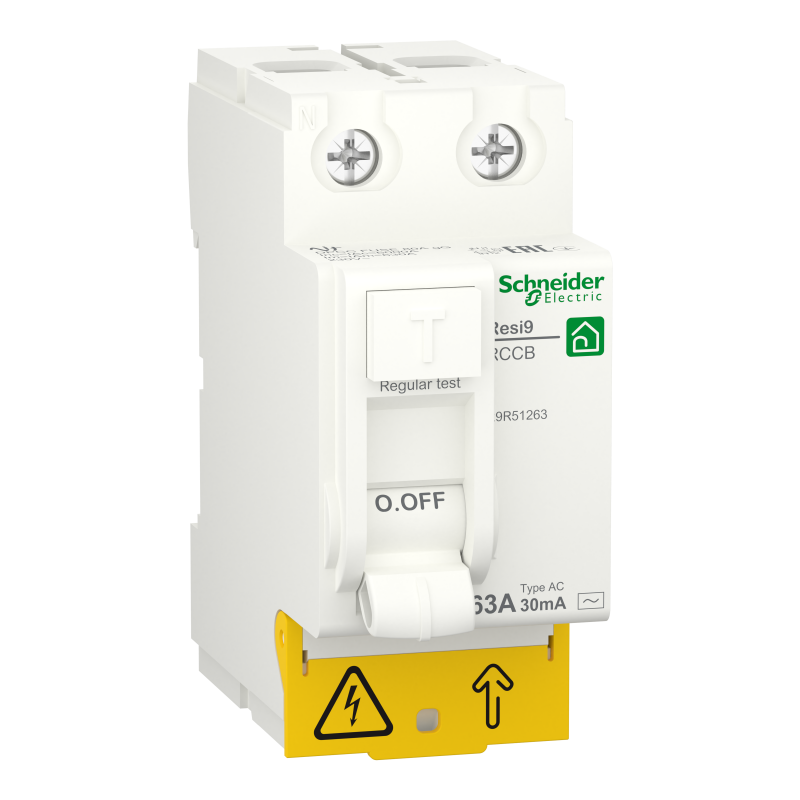 Диференційний вимикач навантаження RESI9 63A, 30мA, 2P, тип АС