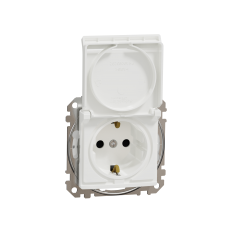 Розетка з заземлення, зі шторками, та з кришкою IP44 Білий Sedna Design