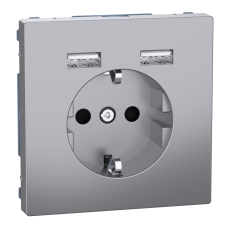 Розетка Schuko з 2 USB 2,4 A Сталь SD