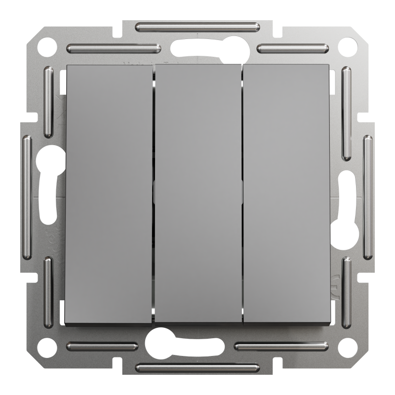 ВИМИКАЧ ТРЬОХКЛАВІШНИЙ АНТРАЦИТ ASFORA