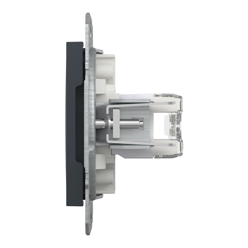 РОЗЕТКА КОМП'ЮТЕРНА RJ45 UTP КАТ.6 ПОДВІЙНА ASFORA АНТРАЦИТ
