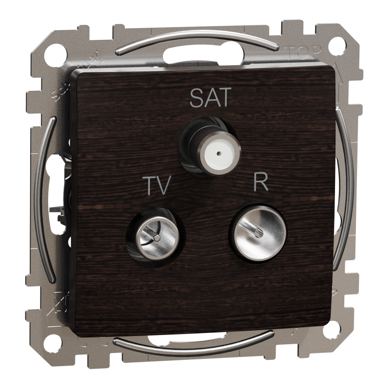 TV/SAT/R socket, Sedna Design & Elements, male IEC, female IEC, terminal, 4dB, PRO, wood wenge impression