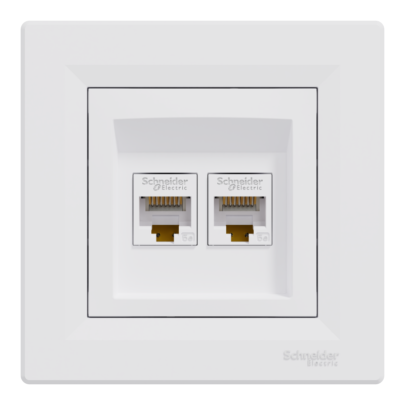 КОМП'ЮТЕРНА РОЗЕТКА RJ45 UTP КАТ. 5Е ПОДВІЙНА БІЛА ASFORA