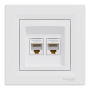 КОМП'ЮТЕРНА РОЗЕТКА RJ45 UTP КАТ. 5Е ПОДВІЙНА БІЛА ASFORA