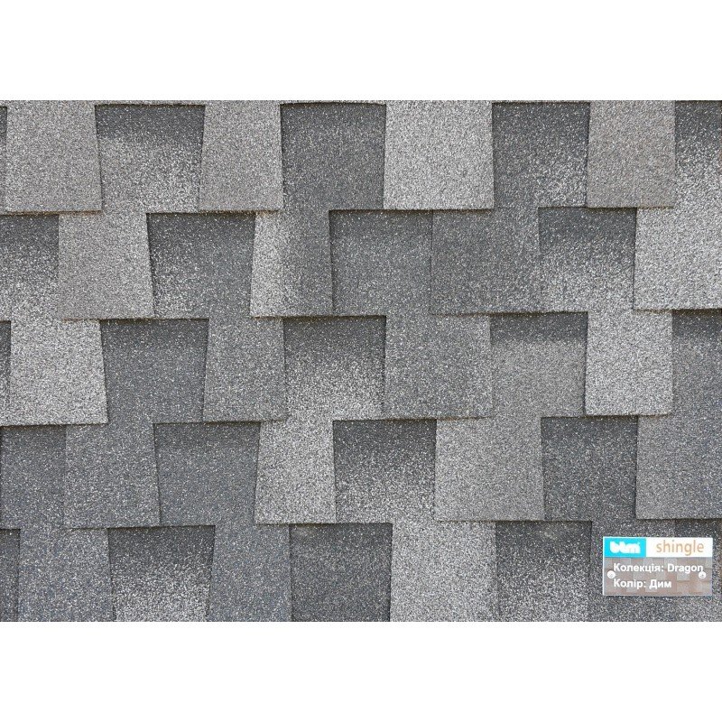 Гибкая черепица BTM Dragon Shingle Дым 3м.кв (Duman)